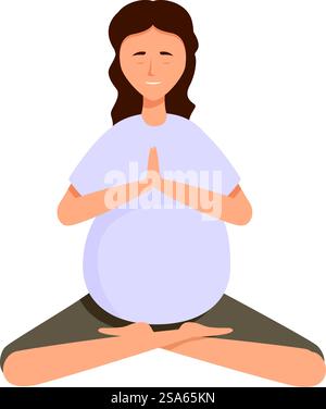 Femme enceinte pratiquant le yoga, méditant en position lotus, favorisant un mode de vie sain pendant la grossesse. Femme enceinte pratiquant le yoga, méditant en position lotus Illustration de Vecteur