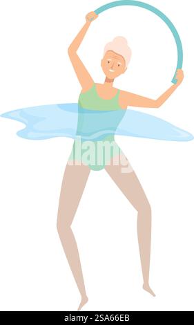 Femme âgée active profitant de sa retraite en faisant de l'exercice dans une piscine. Femme senior faisant aquagym avec nouilles de piscine dans la piscine Illustration de Vecteur