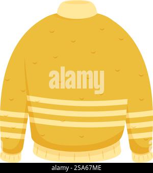 Pull en laine tricotée jaune avec rayures pour l'hiver garder au chaud, vêtements pour protéger des températures froides. Pull en laine tricotée jaune avec rayures pour l'hiver garder au chaud Illustration de Vecteur