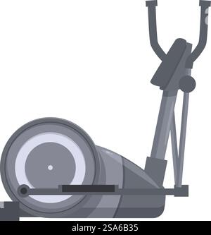 Machine d'entraînement elliptique grise avec poignées ergonomiques pour les entraînements à domicile et en salle de gym. Machine d'entraînement elliptique moderne debout sur fond blanc Illustration de Vecteur