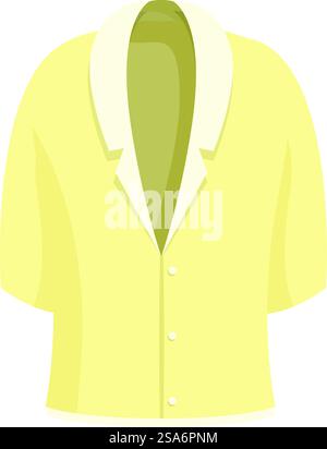 Chemise jaune avec boutons sur le devant et col large, parfaite pour les tenues professionnelles ou professionnelles. Chemise jaune avec boutons et col large au look professionnel pour les femmes d'affaires Illustration de Vecteur