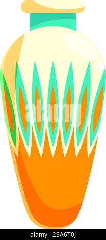 Amphore au col étroit, utilisée dans l'antiquité pour stocker le vin et l'huile d'olive, décorée d'un élégant ornement floral. Amphore antique en argile avec ornements floraux pour la décoration intérieure Illustration de Vecteur