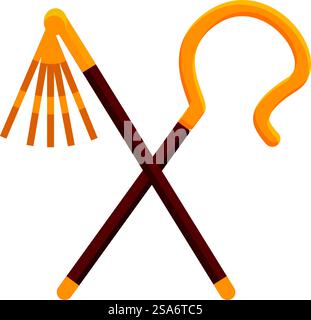 Croisé escroc et fléau représentant le pouvoir et la royauté dans l'egypte ancienne. Escroc et fléau croisaient le symbole égyptien antique du pouvoir Illustration de Vecteur