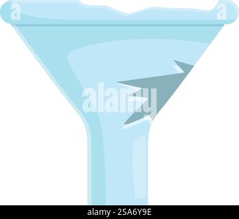 L'entonnoir de verre se fissure, symbolisant la perte de ressources ou d'opportunités. Entonnoir de verre fissuré montrant une perte de ressources Illustration de Vecteur