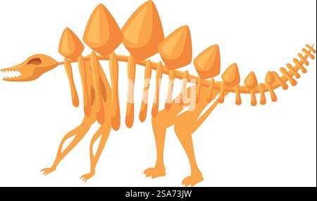 Squelette de dinosaure Stegosaurus debout sur quatre pattes, vue de côté, paléontologie et archéologie. Squelette de Stegosaurus debout sur quatre pattes Illustration de Vecteur