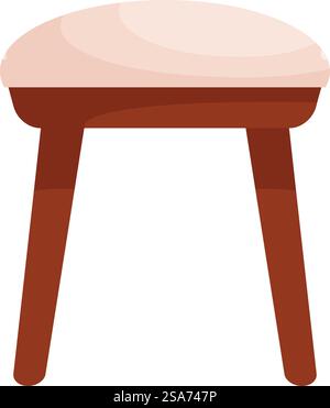 Tabouret rond avec siège mou debout sur quatre pieds, élément de mobilier pour la conception d'appartement. Tabouret rond avec siège mou debout sur quatre jambes Illustration de Vecteur