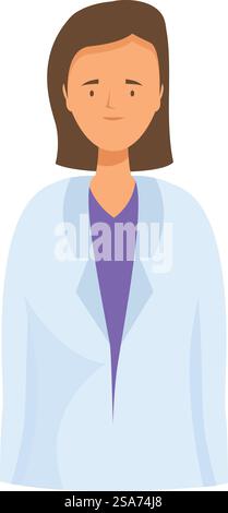 Femme médecin portant une blouse de laboratoire souriante motif personnage. Sympathique médecin femme sourit dans sa blouse de laboratoire Illustration de Vecteur