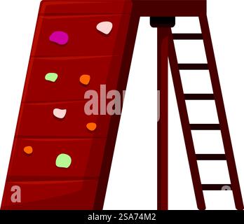 Cette illustration montre un mur d'escalade en bois, parfait pour représenter des concepts tels que l'aire de jeux, l'entraînement et l'escalade. Mur d'escalade en bois avec prises pour l'entraînement à l'aire de jeux Illustration de Vecteur