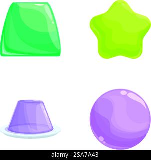Les icônes de gelée savoureuse définissent le vecteur de dessin animé. Bonbons gélifiés et gelés colorés. Nourriture sucrée, dessert. Les icônes de gelée savoureuse définissent le vecteur de dessin animé. Bonbons gélifiés et gelés colorés Illustration de Vecteur