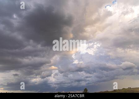 Nuages de pluie et cumulonimbus au-dessus du biome de pampa. Banque D'Images