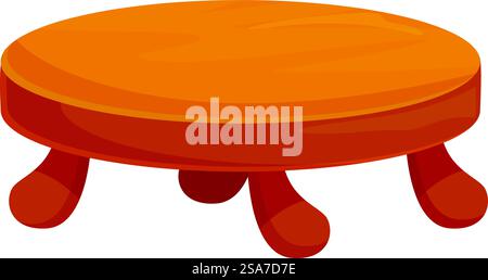 Tabouret rond court avec quatre jambes debout sur fond blanc. Tabouret rond en bois debout sur quatre pieds Illustration de Vecteur