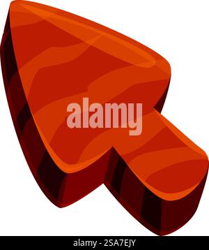 Curseur en bois pointant sur un espace vide avec texture en bois. Curseur flèche en bois de dessin animé pointant sur un espace vide Illustration de Vecteur