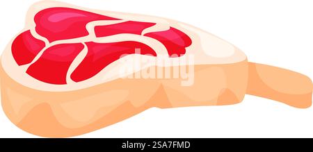 Icône de bande dessinée d'un steak brut t os avec os en couché isolé sur fond blanc. Steak cru t os avec os en couché isolé sur fond blanc Illustration de Vecteur