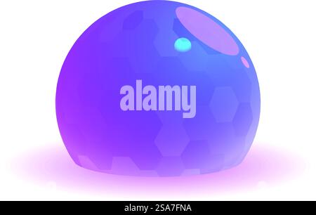 Sphère abstraite violette et bleue brillante sur fond blanc avec un motif hexagonal. Sphère abstraite violette et bleue brillante sur fond blanc Illustration de Vecteur