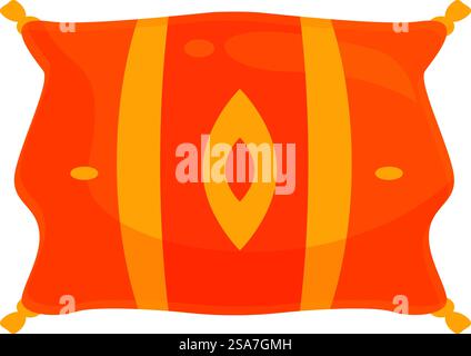 Oreiller arabe doux et accueillant, arborant une couleur orange éclatante et une broderie d'or complexe, symbolisant la chaleur et l'accueil. Oreiller arabe traditionnel représentant l'hospitalité et le confort Illustration de Vecteur