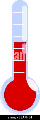 Thermomètre médical classique avec une lecture de température élevée, indiquant la fièvre ou la maladie. Thermomètre médical avec indication de température élevée Illustration de Vecteur