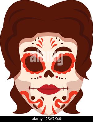 Femme portant le maquillage traditionnel calavera catrina pour le jour de la célébration des morts au mexique. Femme portant le maquillage pour le jour des morts célébrant au mexique Illustration de Vecteur