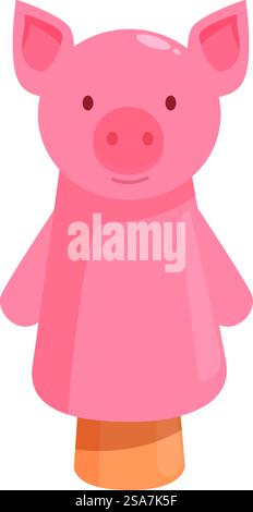 Marionnette de main de porc rose debout, parfait pour les enfants et rsquo ; s divertissement et des fins éducatives. Marionnette à main de porc rose debout sur fond blanc Illustration de Vecteur