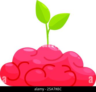 La plante verte pousse à partir d'un cerveau humain, symbolisant la naissance de nouvelles idées. Plante verte poussant à partir d'un cerveau humain symbolisant de nouvelles idées Illustration de Vecteur