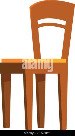 Chaise simple en bois avec un dossier incurvé et quatre pieds, idéale pour les illustrations ou les dessins liés au mobilier, au design d'intérieur ou à la décoration intérieure. Chaise en bois classique debout sur fond blanc Illustration de Vecteur