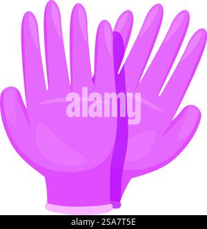Paire de gants de nettoyage en caoutchouc rose, essentiels pour maintenir l'hygiène et protéger les mains pendant les travaux ménagers. Une femme de ménage porte une paire de gants de nettoyage en caoutchouc rose Illustration de Vecteur