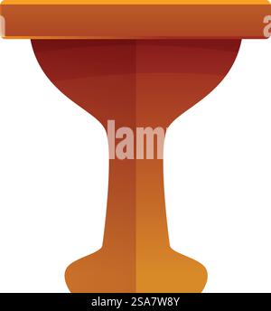 Cette illustration vectorielle présente une table ronde simple mais élégante avec une jambe unique et robuste. Table ronde en bois debout sur une icône de jambe Illustration de Vecteur