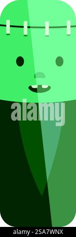 Mignon dessin animé frankenstein & rsquo ; s personnage monstre avec des points de suture souriant et montrant les dents. Mignon personnage monstre frankenstein souriant et montrant des dents Illustration de Vecteur