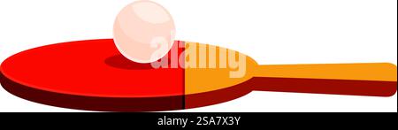 Raquette de tennis de table rouge avec une balle blanche sur le dessus, prête pour un service. Raquette de tennis de table rouge avec une balle blanche sur le dessus Illustration de Vecteur