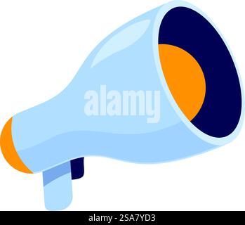 Mégaphone bleu annonçant de grandes nouvelles avec haut-parleur. Le mégaphone bleu fait une annonce bruyante Illustration de Vecteur