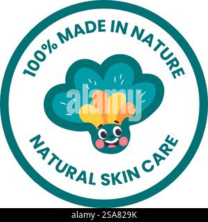 Produits de soins de la peau et cosmétiques biologiques et naturels. Logotype isolé avec fleur en fleurs, ressources pour le traitement et la beauté. Logotype ou étiquette, emblème ou logo de l'emballage. Vecteur dans le style plat. Soin naturel de la peau fabriqué dans la nature, logo cosmétique Illustration de Vecteur