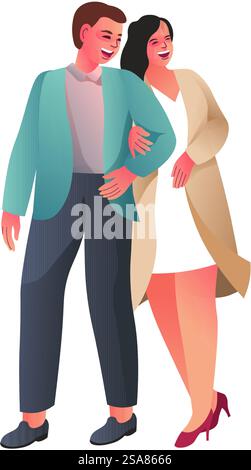 Couple tenant la main sur une promenade, activité de loisirs de plein air décontractée.. Couples marchent tranquillement illustration vectorielle Illustration de Vecteur