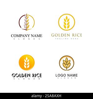 Conception de symbole de vecteur de modèle de logo de blé d'agriculture Illustration de Vecteur