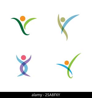 Conception vectorielle de modèle de logo de personnes de vie saine Illustration de Vecteur