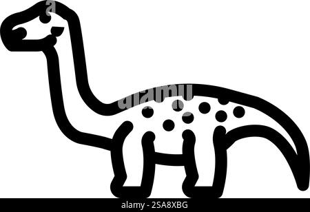vecteur d'icône de ligne animale de dinosaure diplodocus. signe animal de dinosaure diplodocus. illustration noire du symbole de contour isolé. illustration vectorielle d'icône de ligne d'animal de dinosaure diplodocus Illustration de Vecteur