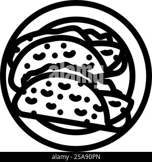 vecteur d'icône de ligne de cuisine de mer de taco de poisson. panneau de cuisine de mer de taco de poisson. illustration noire du symbole de contour isolé. illustration vectorielle d'icône de ligne de cuisine de mer de taco de poisson Illustration de Vecteur