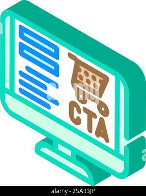 appel à l'action vecteur d'icône isométrique de l'interface utilisateur cta ux. appel à l'action cta ux ui sign. illustration de symbole isolé. appel à l'action cta ux ui illustration vectorielle d'icône isométrique Illustration de Vecteur
