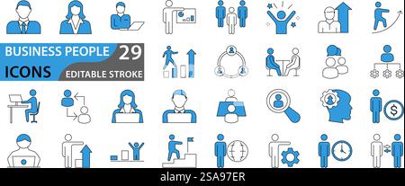 Gens d'affaires, ressources humaines, gestion de bureau, ensemble d'icônes Web. collection d'icônes. Illustration vectorielle simple Illustration de Vecteur