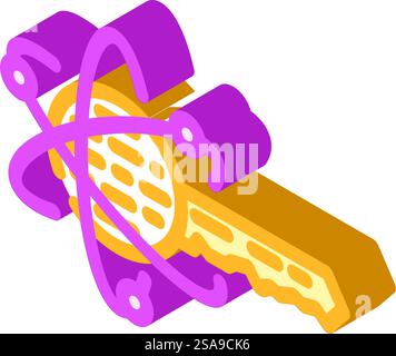 vecteur d'icône isométrique de technologie quantique de cryptage. signe de technologie quantique de chiffrement. illustration de symbole isolé. illustration vectorielle d'icône isométrique de technologie quantique de cryptage Illustration de Vecteur