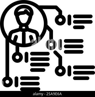 vecteur d'icône de ligne de processus métier d'évaluation des performances. panneau du processus opérationnel d'évaluation du rendement. illustration noire du symbole de contour isolé. illustration vectorielle d'icône de ligne de processus métier d'évaluation des performances Illustration de Vecteur
