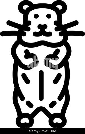 vecteur d'icône de ligne d'animal de compagnie debout de hamster. enseigne pour animaux de compagnie debout hamster. illustration noire du symbole de contour isolé. illustration vectorielle d'icône de ligne d'animal de compagnie debout de hamster Illustration de Vecteur