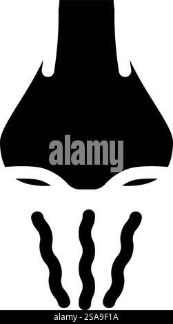 vecteur d'icône de glyphe d'avertissement d'étiquette de produit de contrôle des odeurs. panneau d'avertissement sur l'étiquette du produit de contrôle des odeurs. illustration de symbole isolé. étiquette du produit de contrôle des odeurs attention illustration vectorielle d'icône de glyphe Illustration de Vecteur