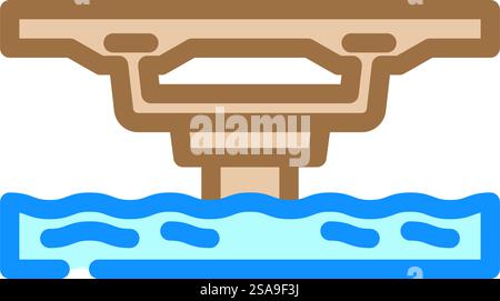 vecteur d'icône de couleur de pont de poutre de boîte. panneau de pont à poutre en caisson. illustration de symbole isolé. illustration vectorielle d'icône de couleur de pont de poutre de boîte Illustration de Vecteur