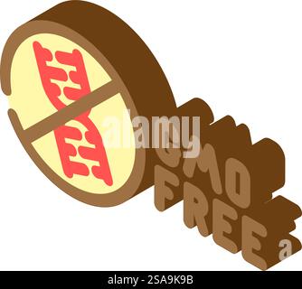 vecteur d'icône isométrique d'avertissement d'étiquette de produit sans ogm. panneau d'avertissement sur l'étiquette de produit sans ogm. illustration de symbole isolé. illustration vectorielle d'icône isométrique d'avertissement d'étiquette de produit sans ogm Illustration de Vecteur