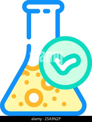 vecteur d'icône de couleur d'avertissement de produit d'étiquette vérifié par le laboratoire. étiquette vérifiée par le laboratoire, signe d'avertissement de produit. illustration de symbole isolé. illustration vectorielle d'icône de couleur d'avertissement de produit d'étiquette vérifiée en laboratoire Illustration de Vecteur