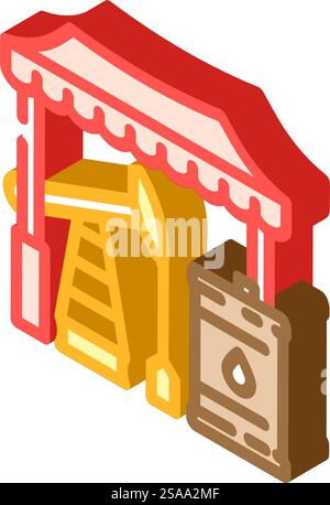vecteur d'icône isométrique de l'industrie pétrolière du marché. enseigne de l'industrie pétrolière du marché. illustration de symbole isolé. illustration vectorielle d'icône isométrique de l'industrie pétrolière du marché Illustration de Vecteur
