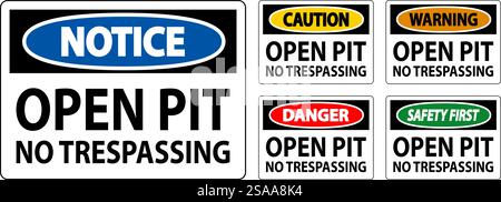 Signe de danger : fosse ouverte - interdiction d'intrusion Illustration de Vecteur