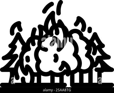 vecteur d'icône de ligne de catastrophe de feu de forêt brûlant. panneau de feu de forêt incendié en cas de catastrophe. illustration noire du symbole de contour isolé. illustration vectorielle d'icône de ligne de catastrophe de feu de forêt brûlant Illustration de Vecteur