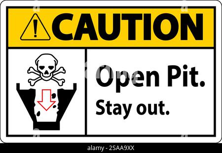 Panneau d'avertissement Ouvrir la fosse, rester à l'extérieur Illustration de Vecteur