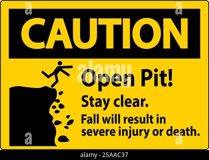 Avertissement : Ouvrir la fosse ne pas tomber peut entraîner des blessures graves, voire mortelles Illustration de Vecteur