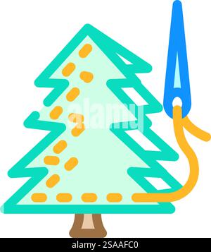 vecteur d'icône de couleur de décorations de vacances diy. bricolage des décorations de vacances signe. illustration de symbole isolé. illustration vectorielle d'icône de couleur de décorations de vacances diy Illustration de Vecteur